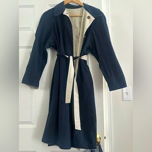 Vintage Reversible Trench Coat Navy/Beige Size 6